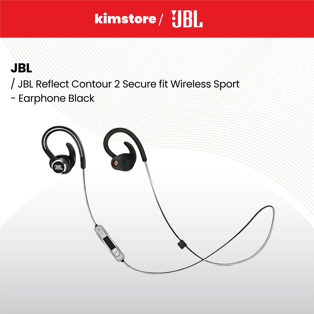 JBL Reflect Contour 2.0 Draadloze Sporthoofdtelefoon Zwart - Secure Fit Met Reflecterende Kabel