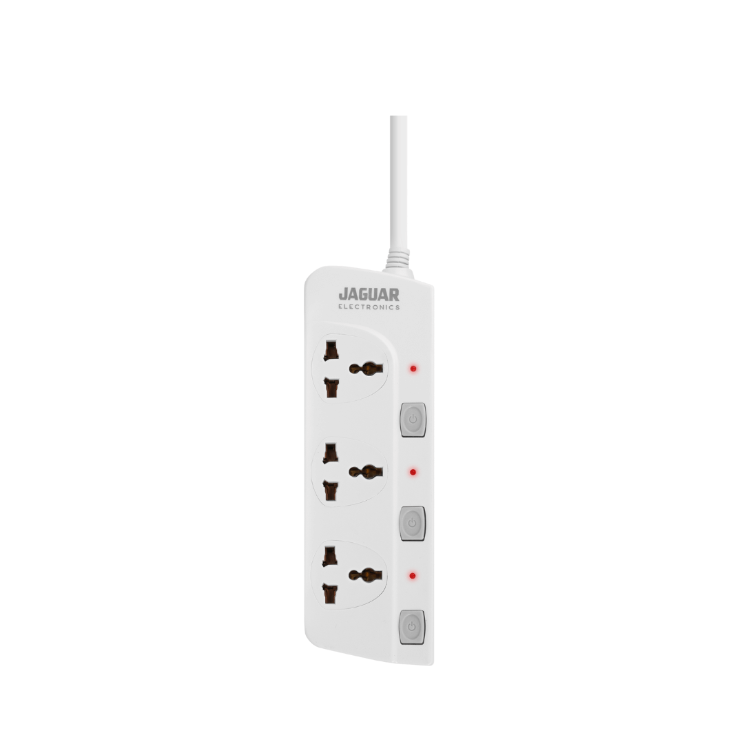 jaguar electronics ps 33gs power strip 3 gang with 3 switches white