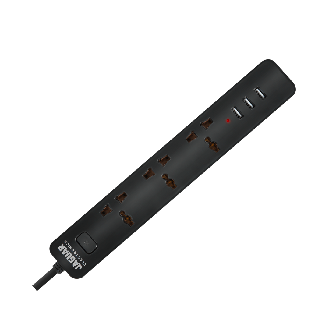 Jaguar Electronics PS-33SA Power Strip with 3 Sockets, 3 USB
