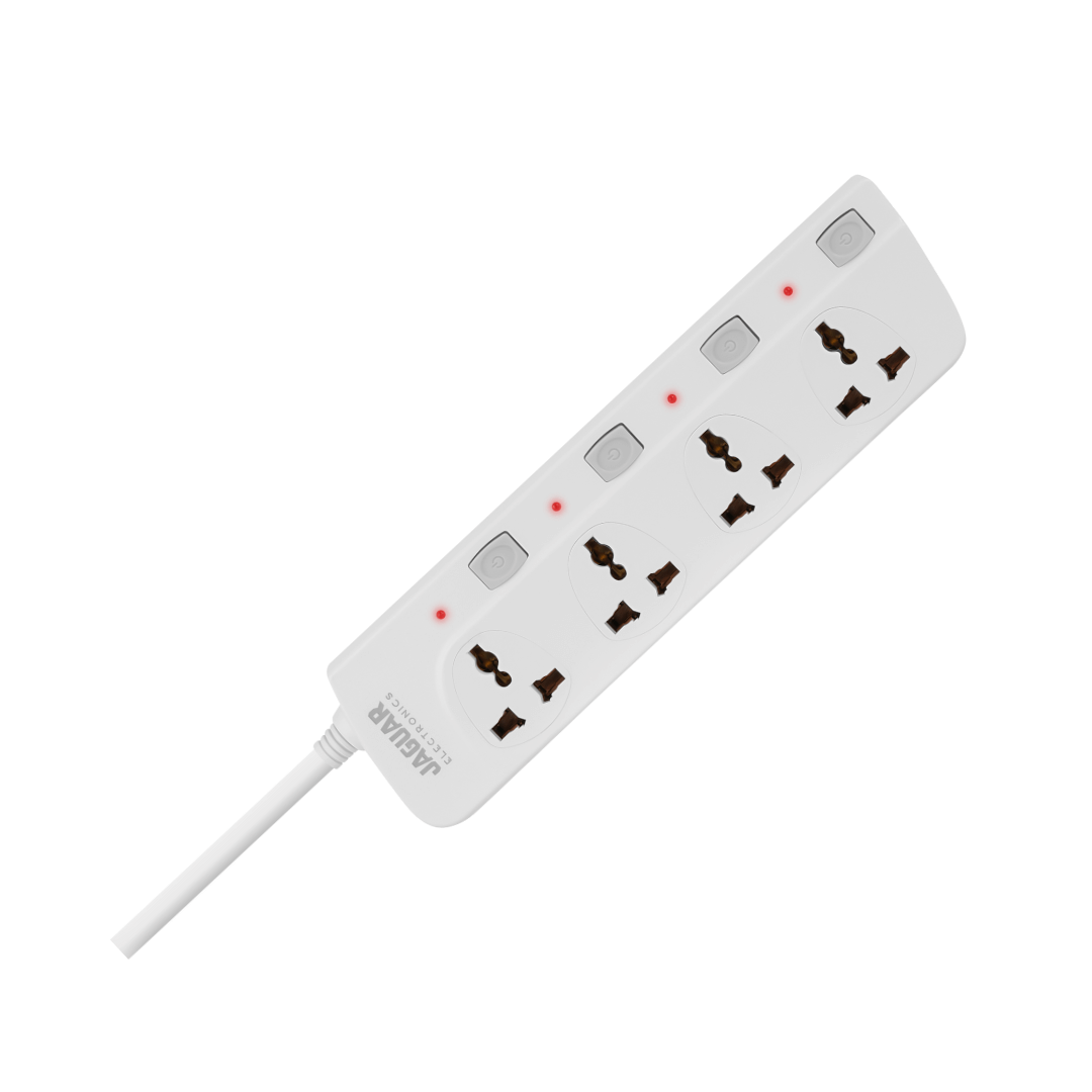 jaguar electronics ps 44gs power strip 4 gang with 4 switches white