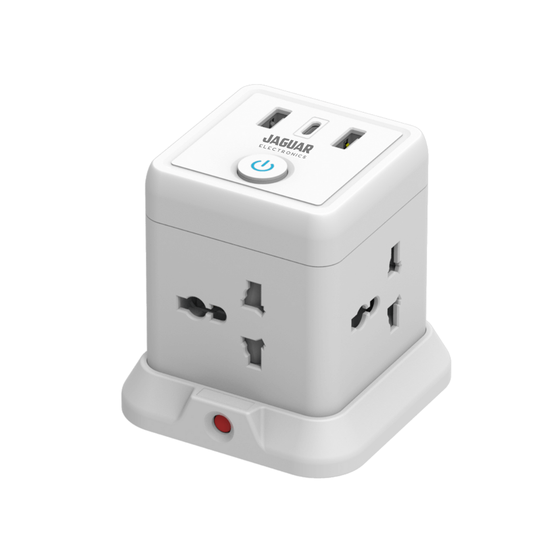 jaguar electronics te 822gca tower extension cord 8 gang with 2 usb c and 2 usb a ports   white