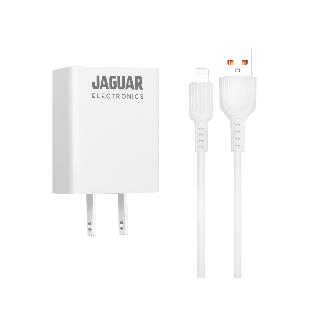 jaguar electronics wcp29 2.4a wall charger with charging cable for micro usb white