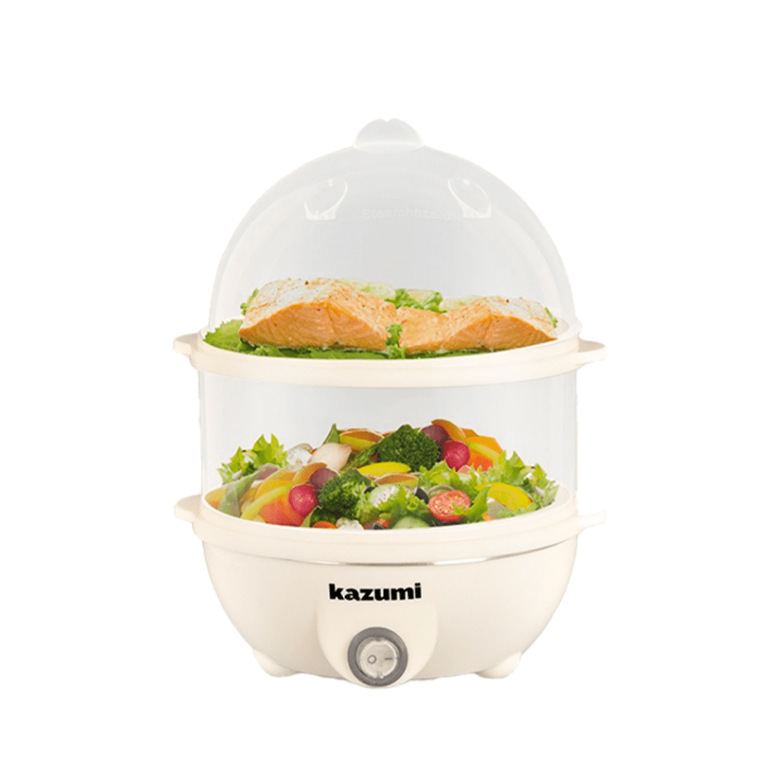 kazumi kz 100 multi functional electric steamer 3 layers 350w ivory white