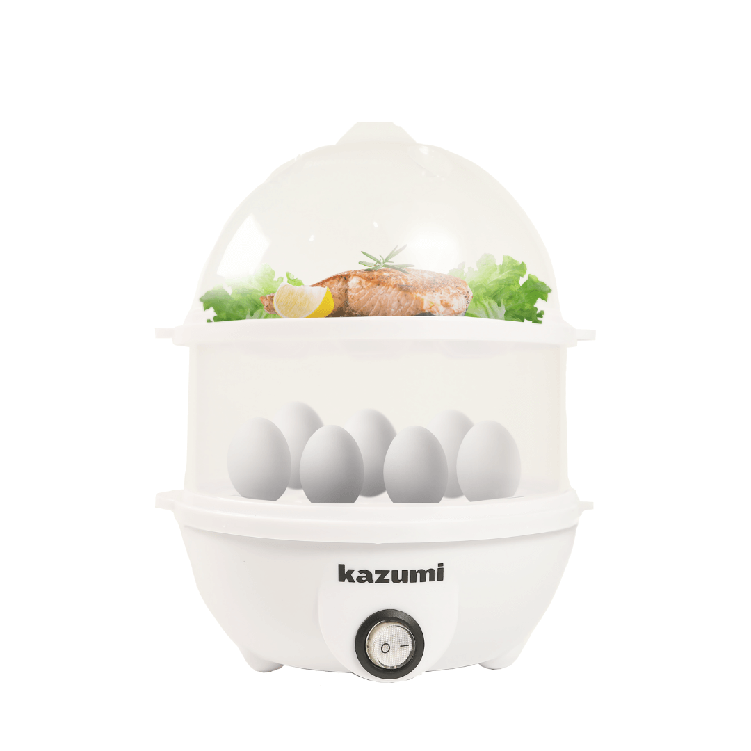 kazumi kz 100 multi functional electric steamer 2 layers 350w ivory white