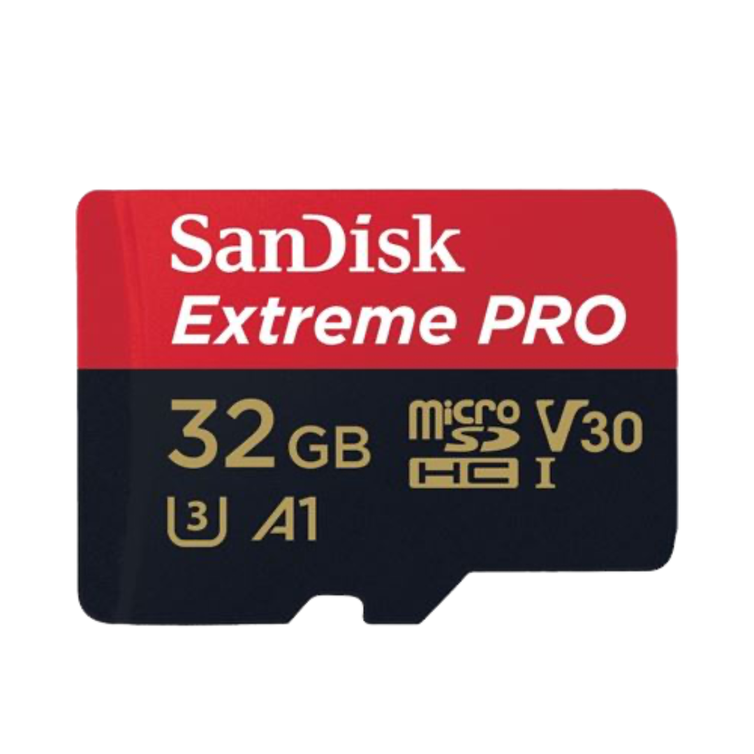 SanDisk Extreme Pro microSDHC, SQXCG 32GB, V30, U3, C10, A1, UHS-1, 100MB/s R, 90MB/s W, 4x6, SD adaptor, Lifetime Limited