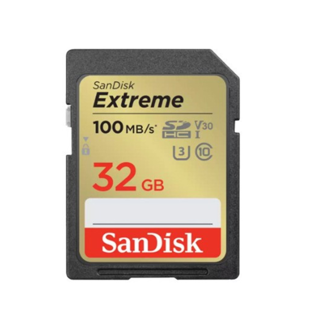 SanDisk Extreme SDHC, SDXVT 32GB, V30, U3, C10, UHS-I, 100MB/s R, 60MB/s W, 4x6, Lifetime Limited