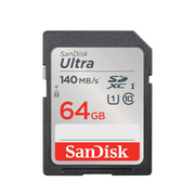 sandisk ultra sdxc, sdunb 64gb, c10, uhs i, 140mb/s r, 4x6, 10y
