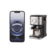 with freebie apple iphone 16e 128gb md1q4x a black kazumi kz 802 brewmaster 1 25l espresso machine with milk frother black