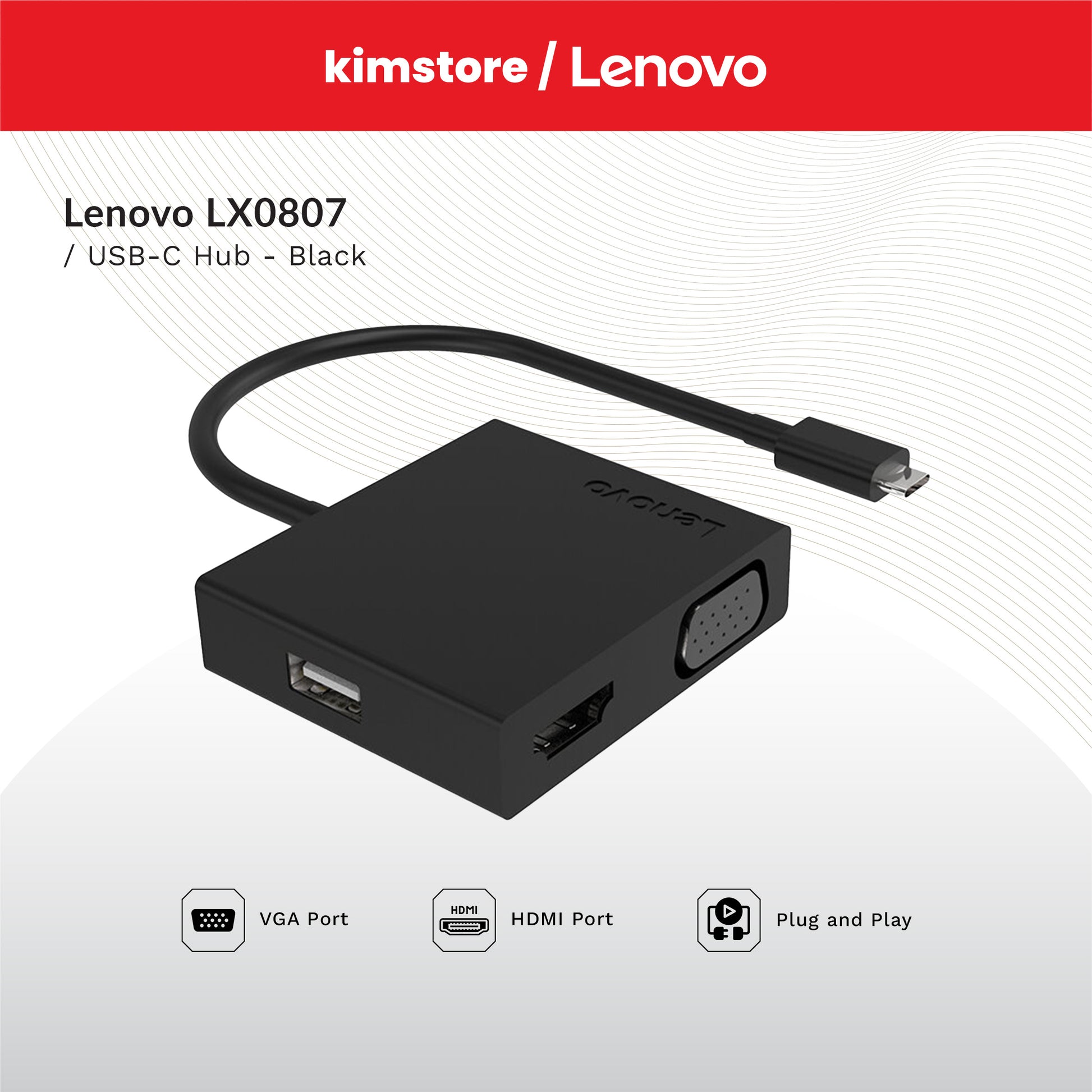 lenovo xl0807 usb c hub 888025352 black