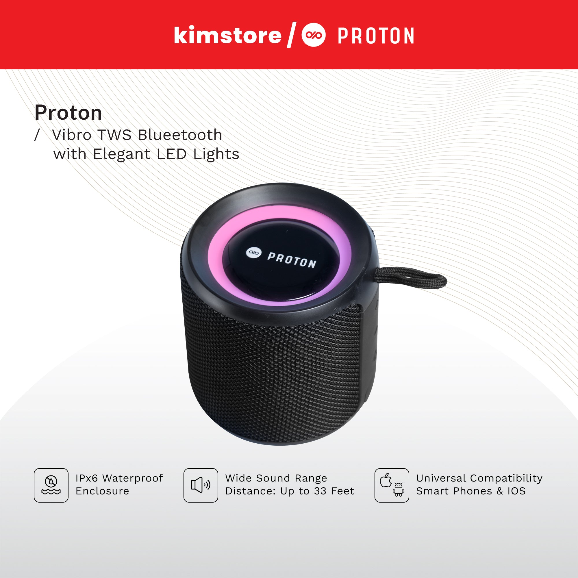 PROTON Vibro PT-115 TWS Wireless Speaker with Elegant LED Lights