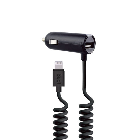 BUDI 186M Lightning Coiled Car Charger