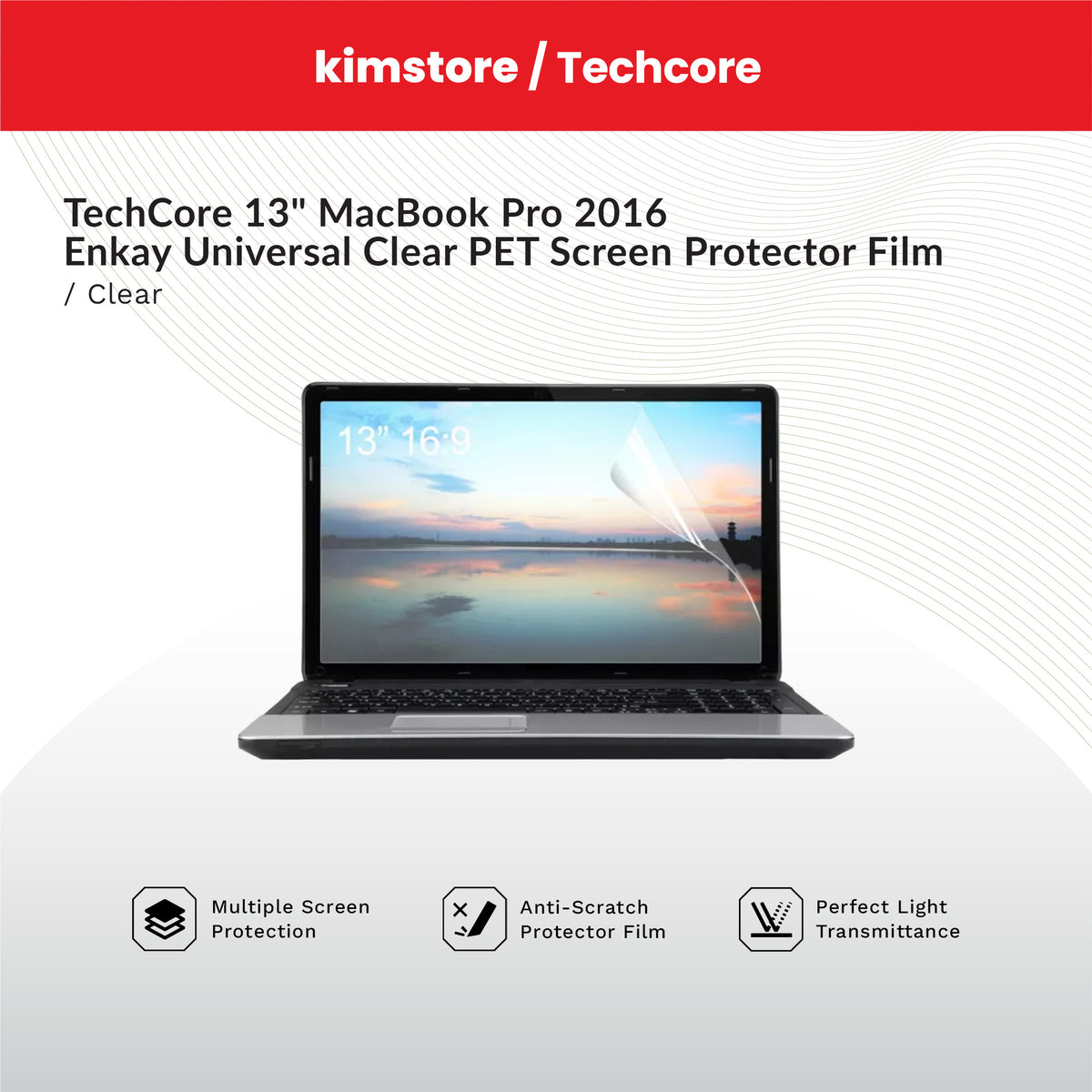 TECHCORE For 13" MacBook Pro 2016 Etc ENKAY Universal ClearPET ScreenProtector Film