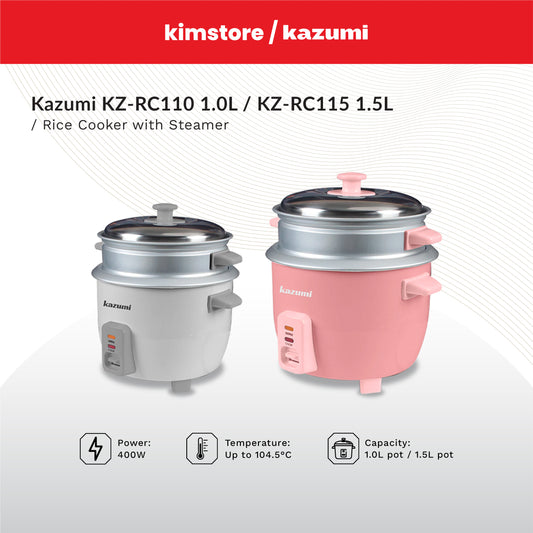Kazumi KZ-RC115 1.5L Rice Cooker with Steamer