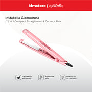 instabella glamourosa 2 in 1 compact straightener & curler hs 340 pink