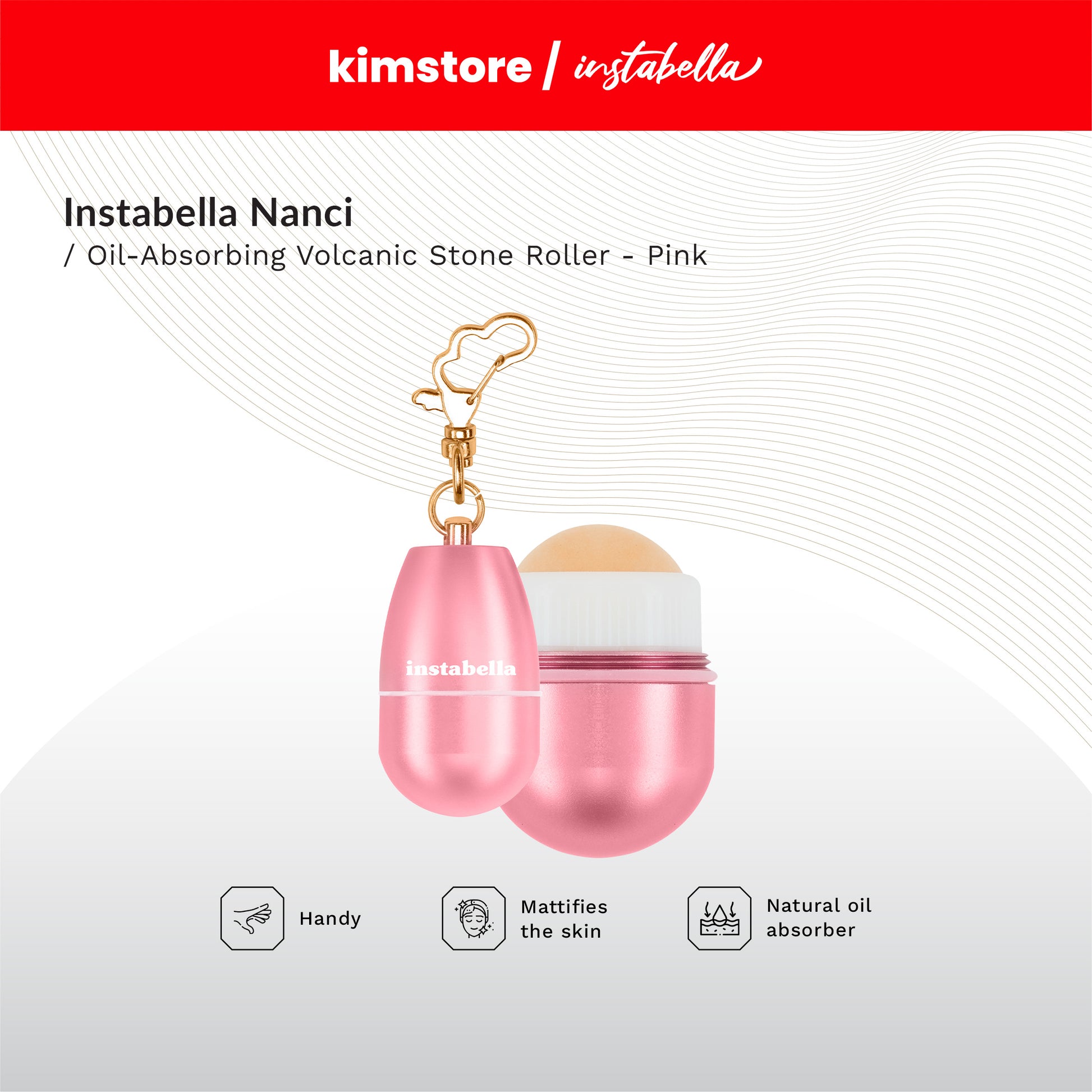 instabella nanci oil absorbing volcanic stone roller yam pink