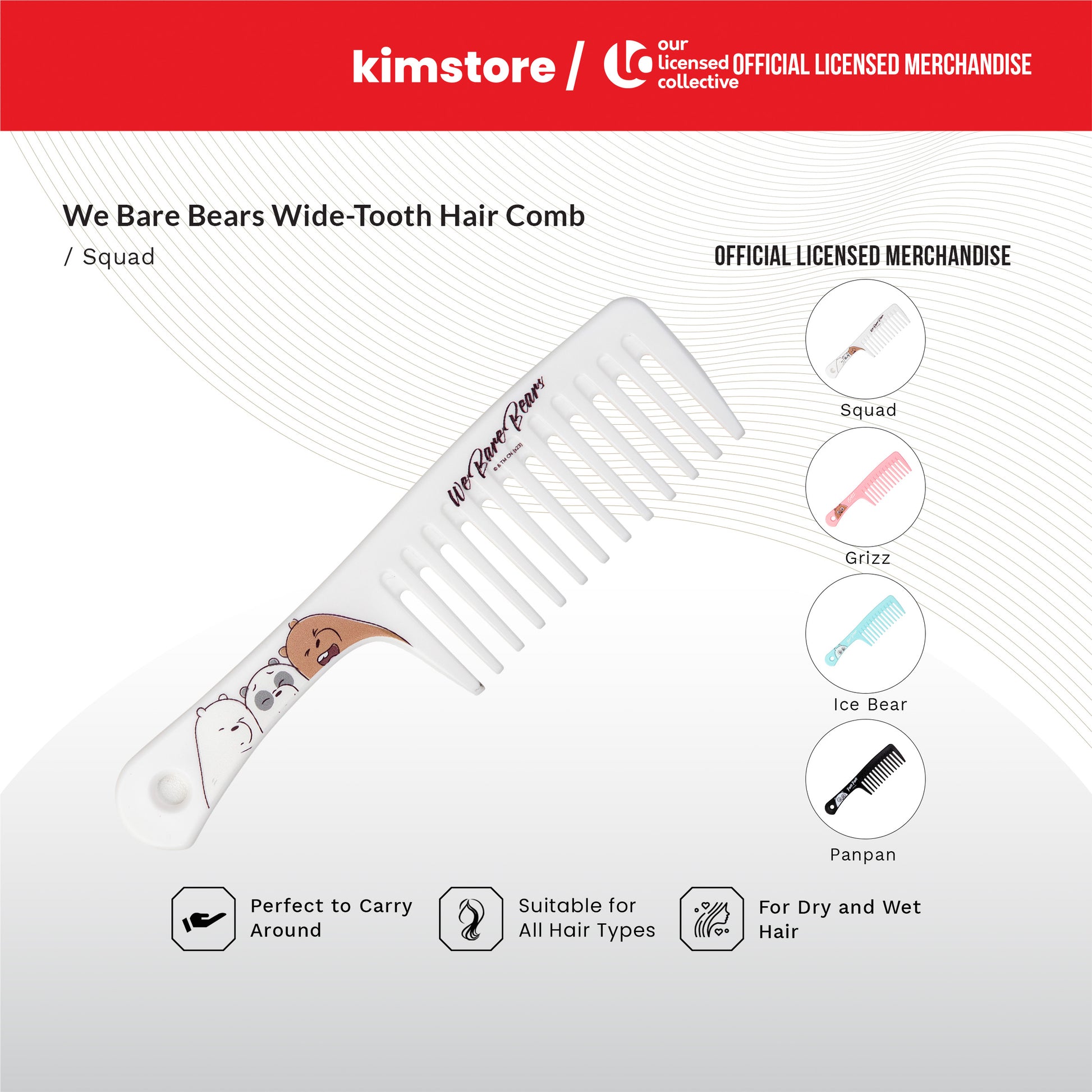 we bare bears wide tooth hair comb grizz