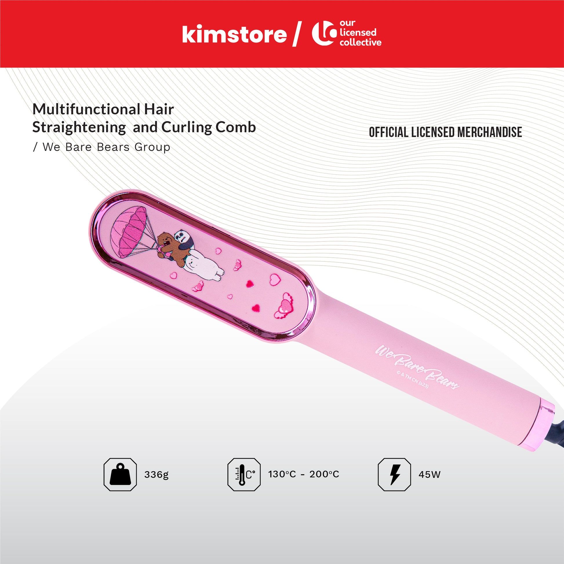 we bare bears multifunctional hair straightening and curling comb bear squad