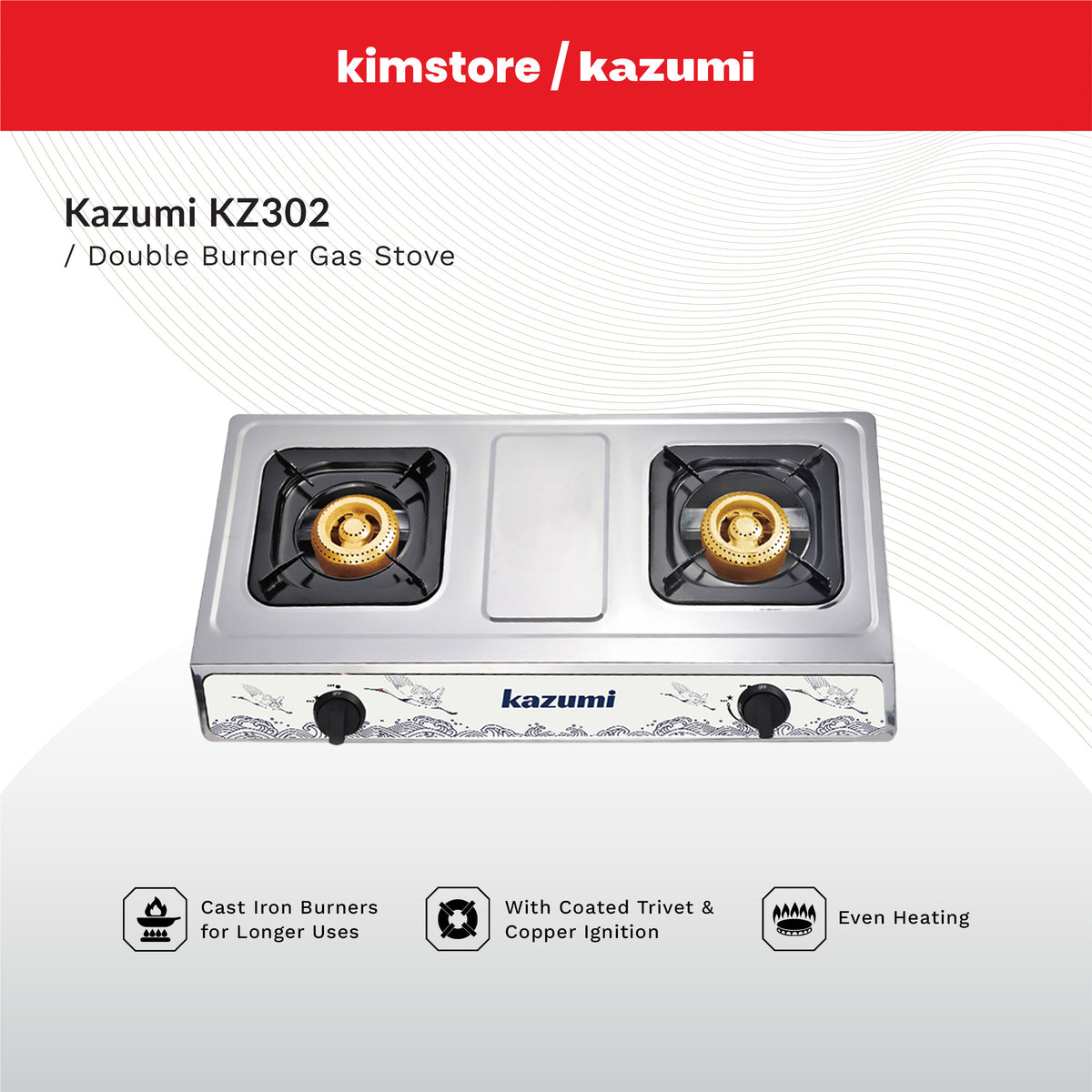 KAZUMI KZ302 Double Burner Gas Stove