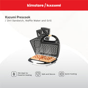 Kazumi Prescook 3-in-1 Sandwich, Waffle Maker and Grill
