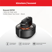 kazumi kz50 6.5l air fryer with visible glass top cover black