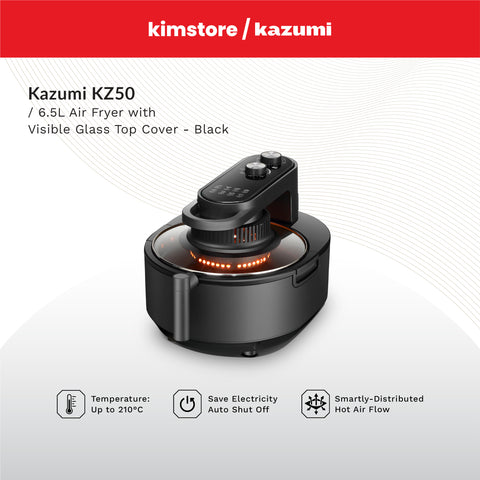 Kazumi KZ50 6.5L Air Fryer with Visible Glass Top Cover