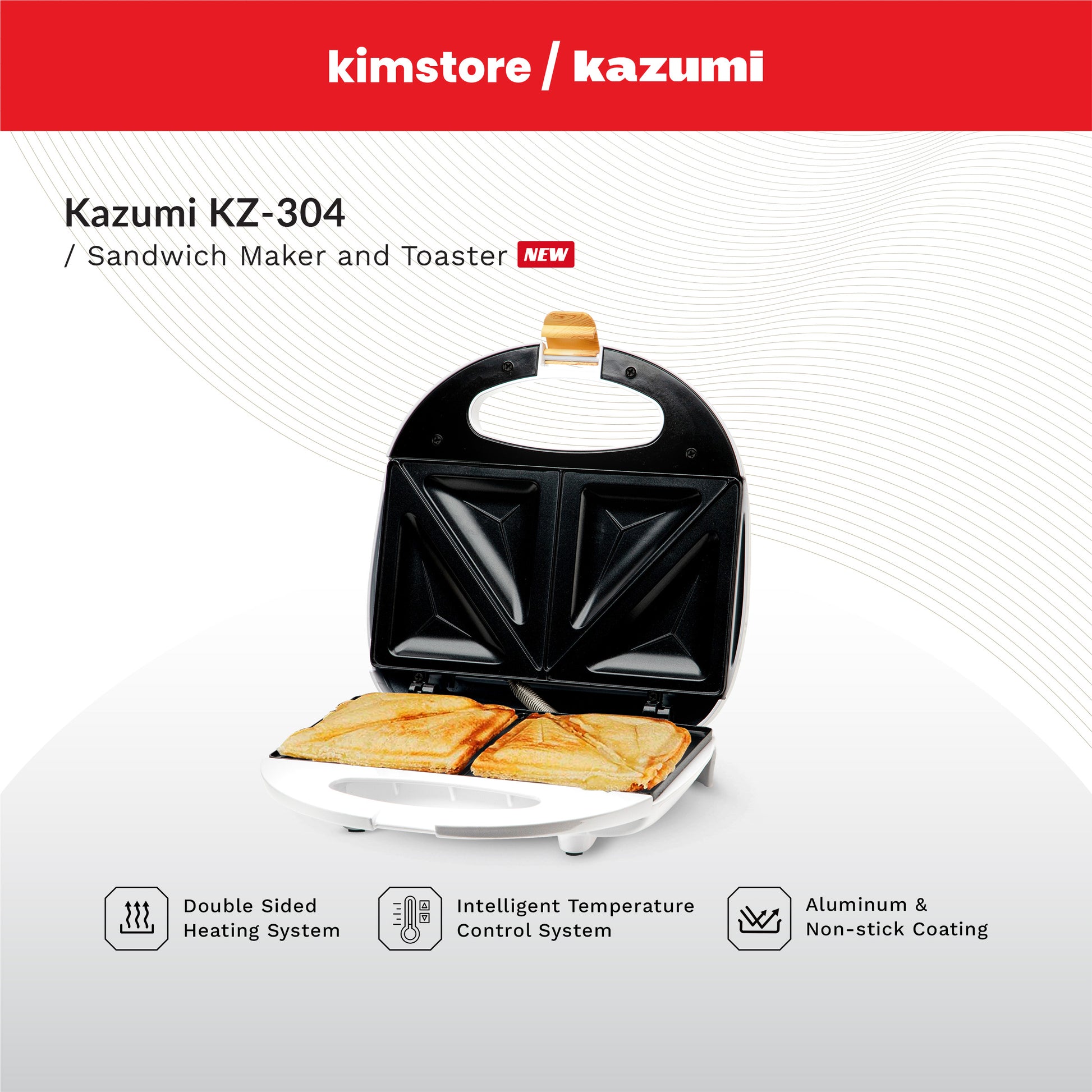 kazumi kz 304 sandwich maker and toaster white