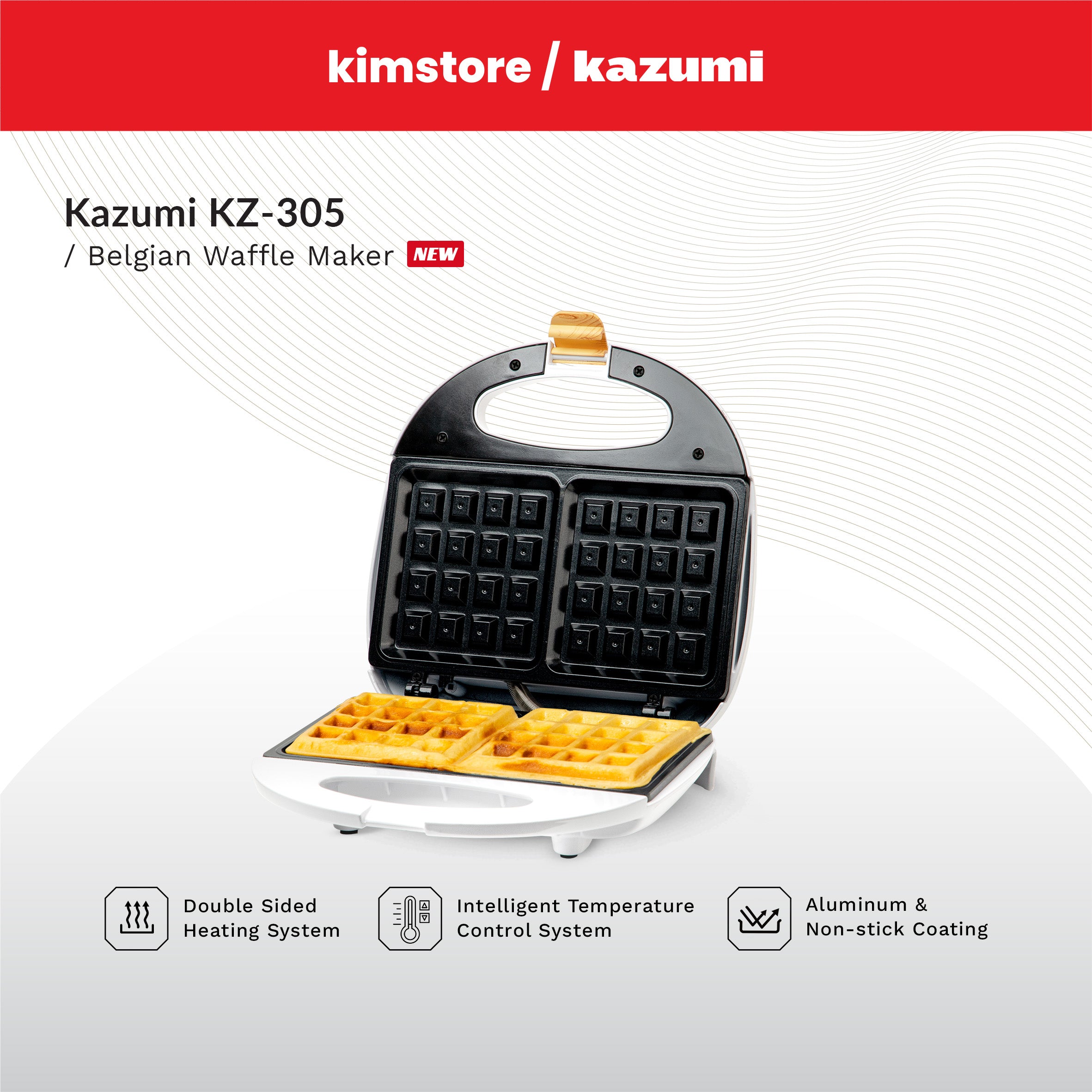 Kazumi KZ-305 Belgian Waffle Maker