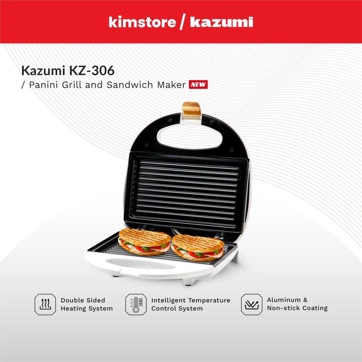 KAZUMI KZ-306 Panini Grill and Sandwich Maker