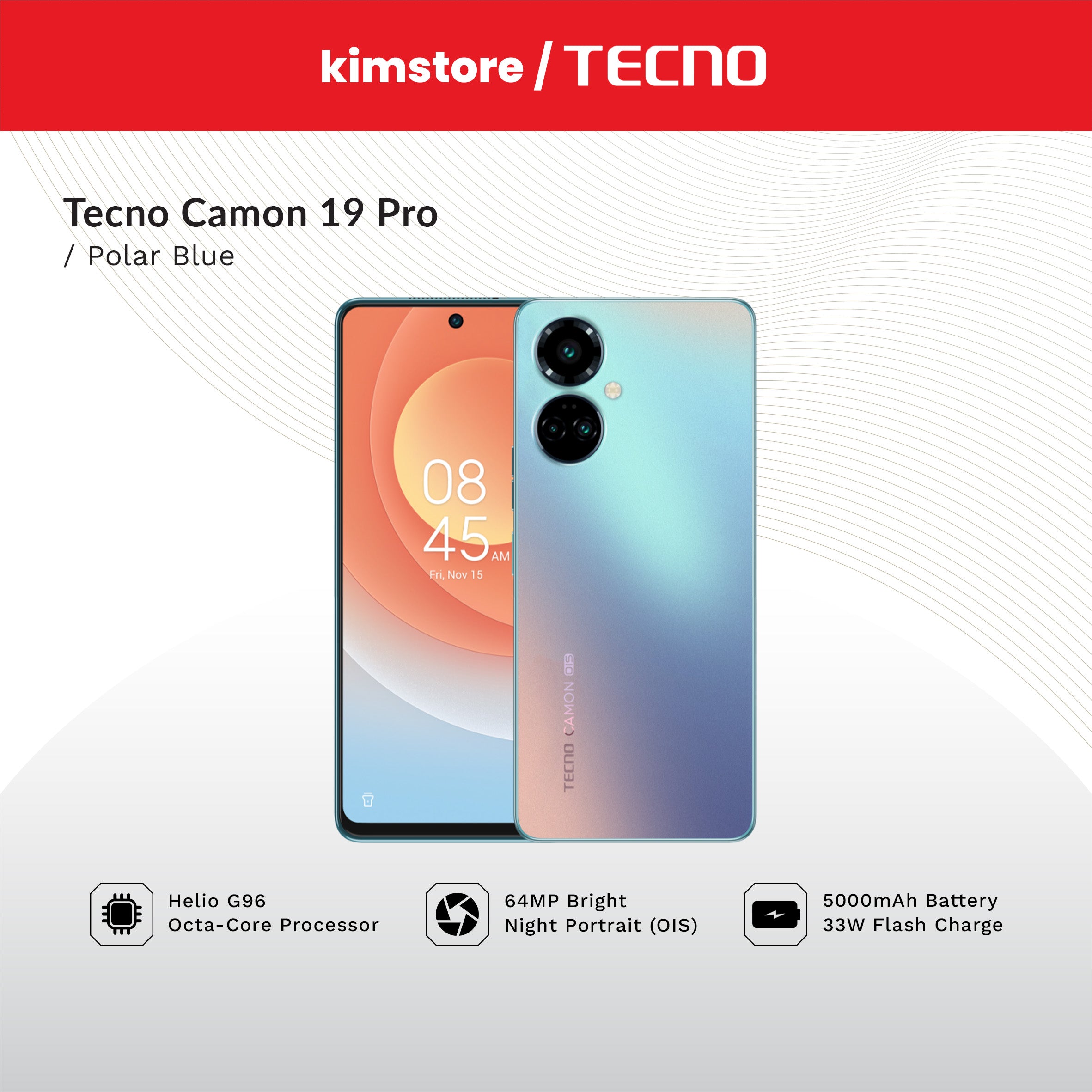tecno camon 19 pro ch18n 8gb128gb polar blue