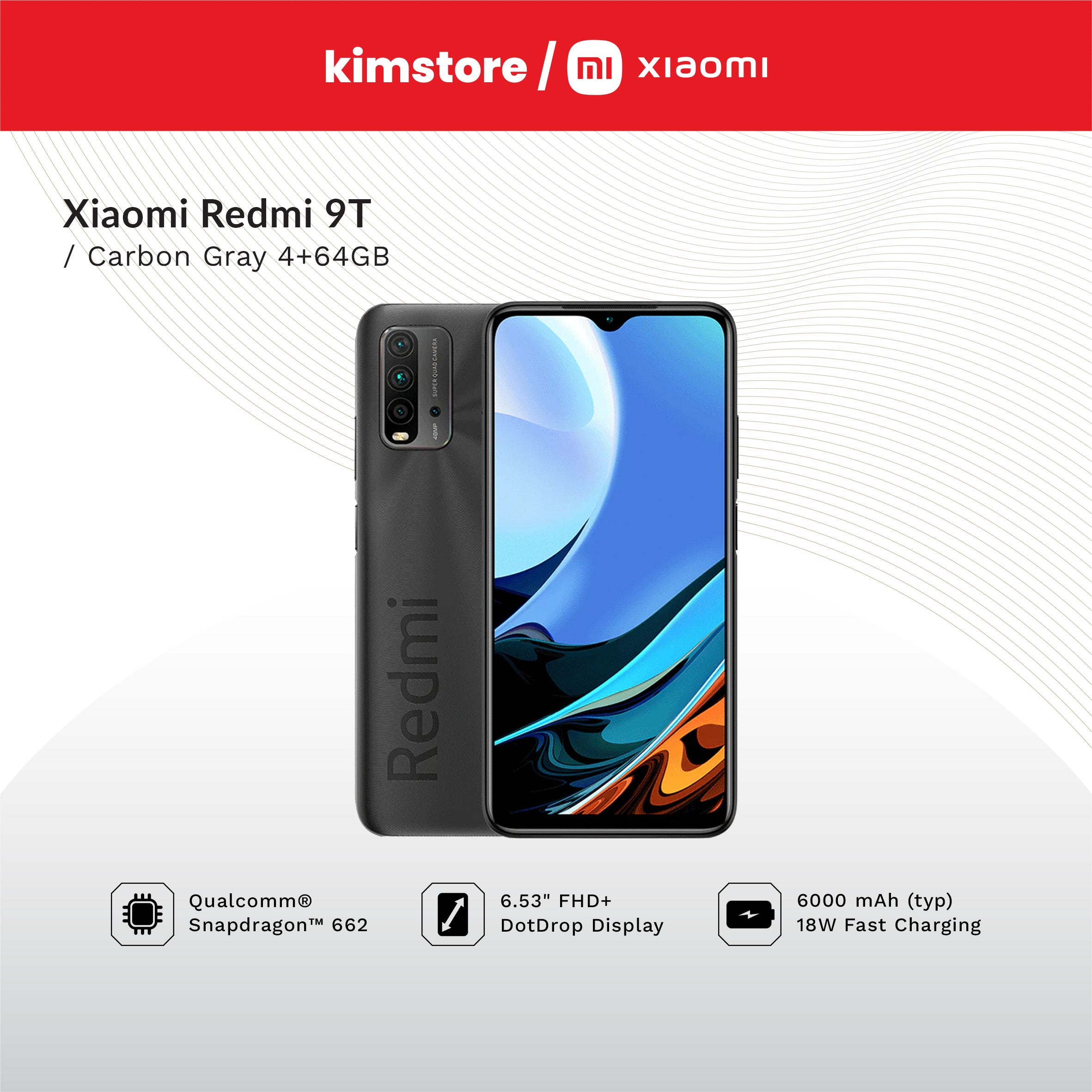 XIAOMI Redmi 9T - Carbon Gray / 4 GB / 64 GB