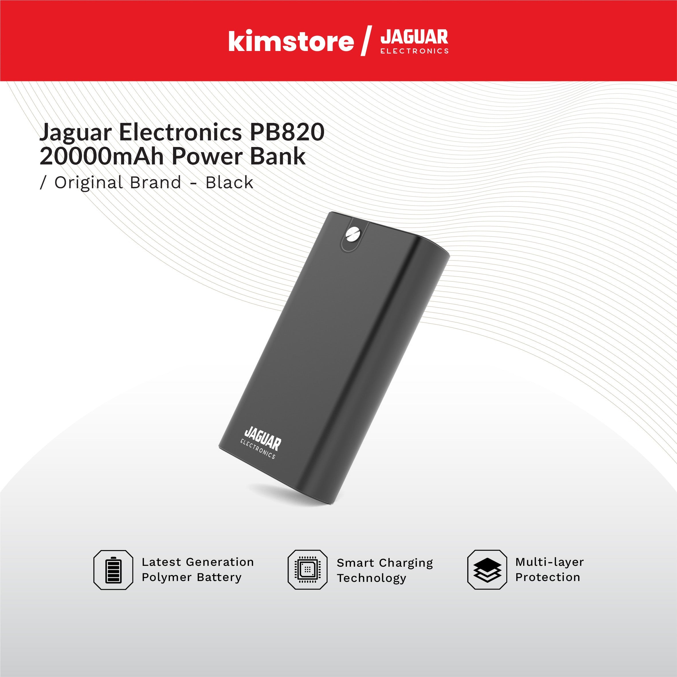 JAGUAR ELECTRONICS PB820 20000mAh Dual QC3.0 + PD LED Display Aluminum Power Bank 22.5W
