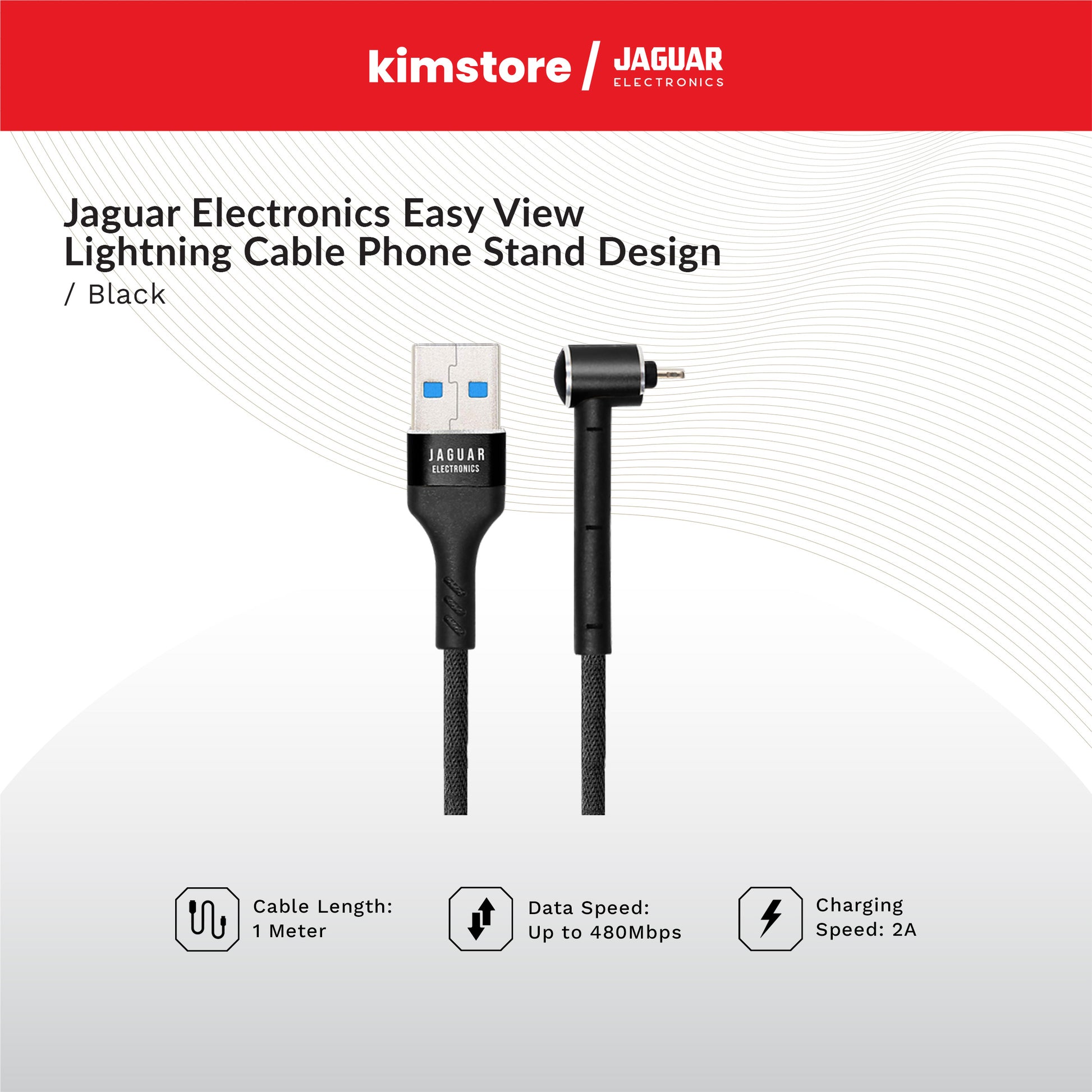 jaguar easy view lightning cable black 7day wty