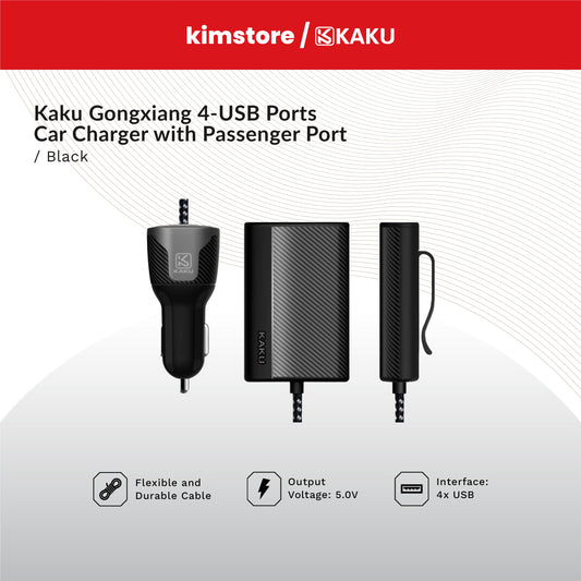 KAKU GONGXIANG 4-USB Ports Car Charger with Passenger Port