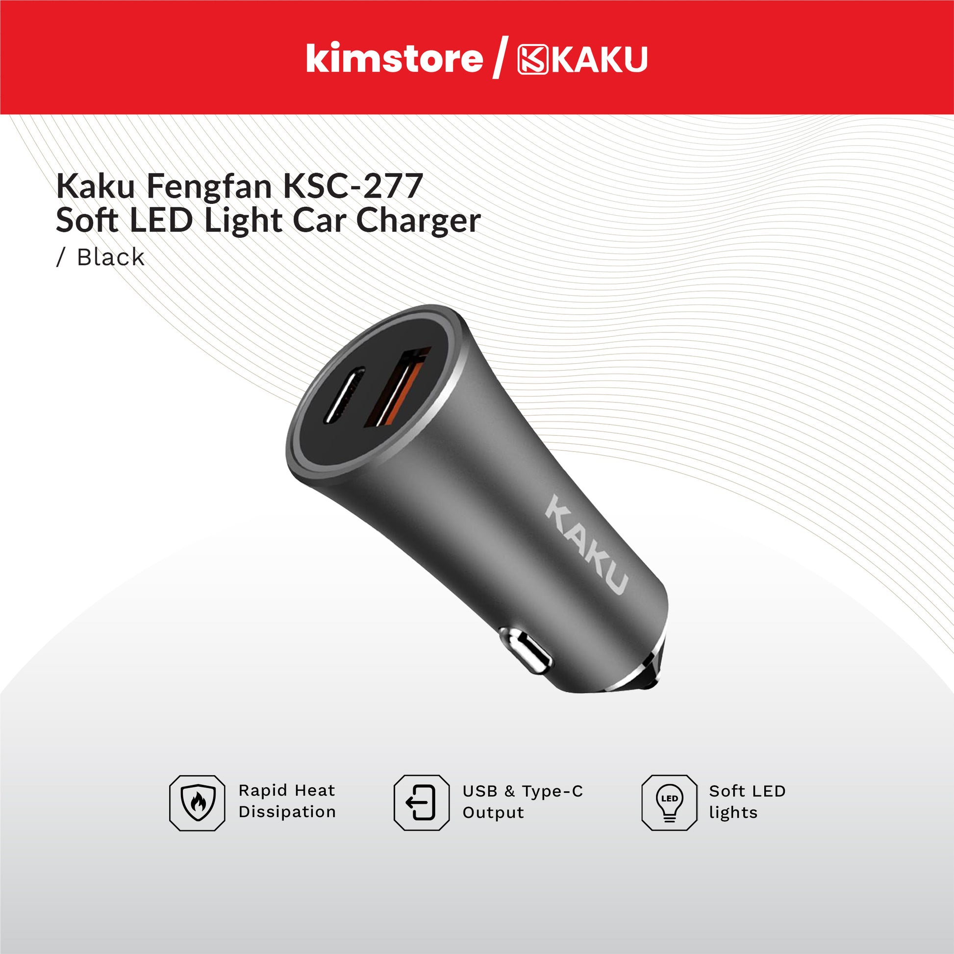 kaku fengfan ksc 277 soft led light car charger black