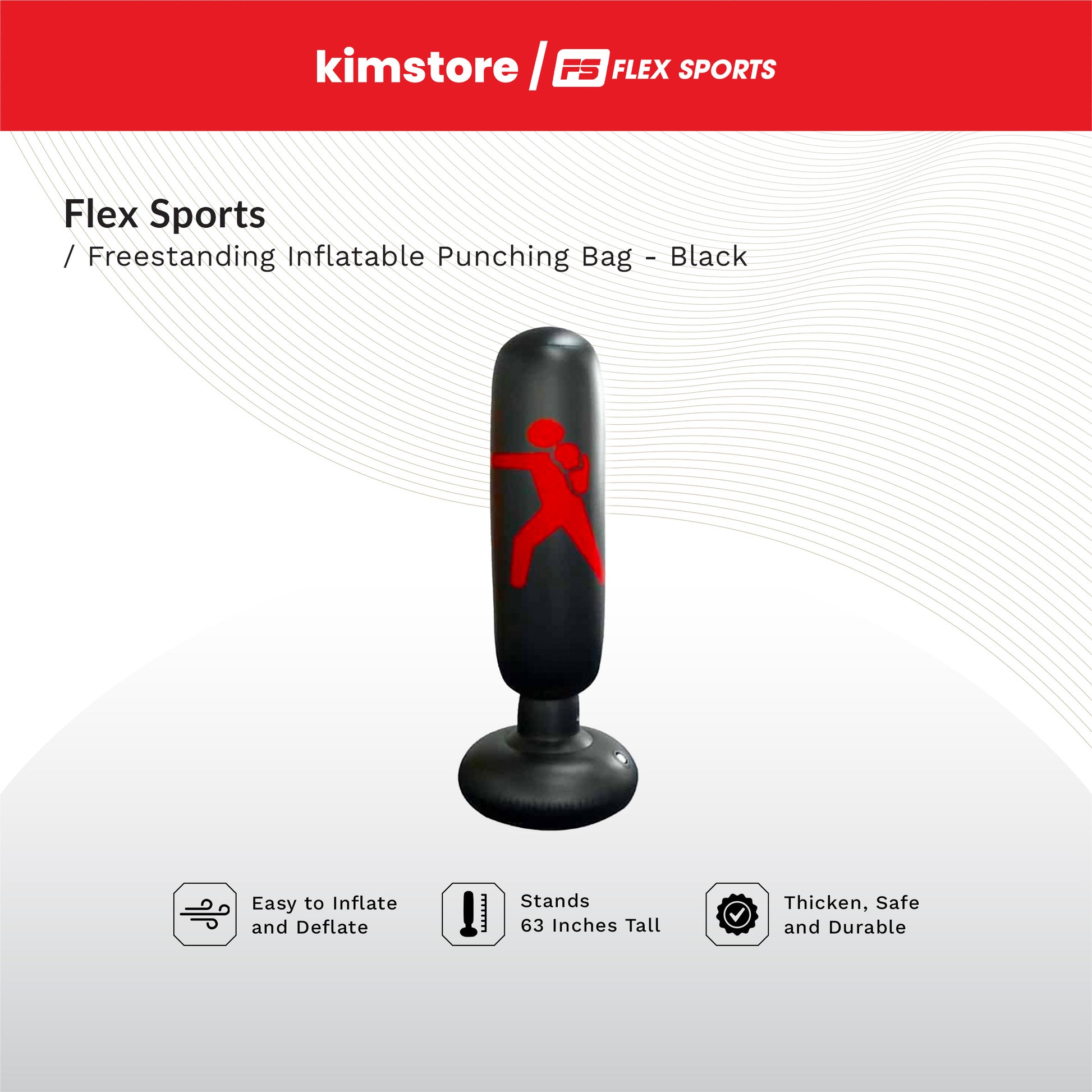 flex sports freestanding inflatable punching bag black