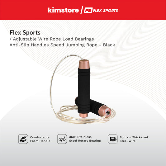 FLEX Sports Adjustable Wire Rope Load Bearings Anti-Slip Handles Speed Jumping Rope